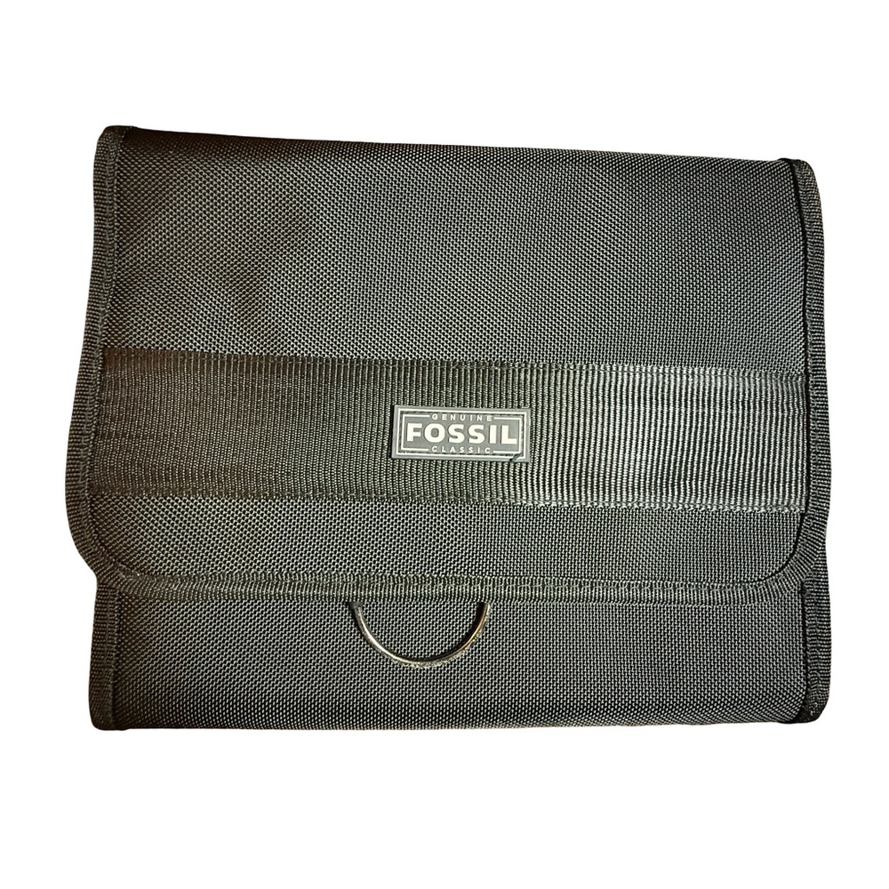 FOSSIL Black Toiletry‎ Bag Folding Hanging Compact Travel Case Men's